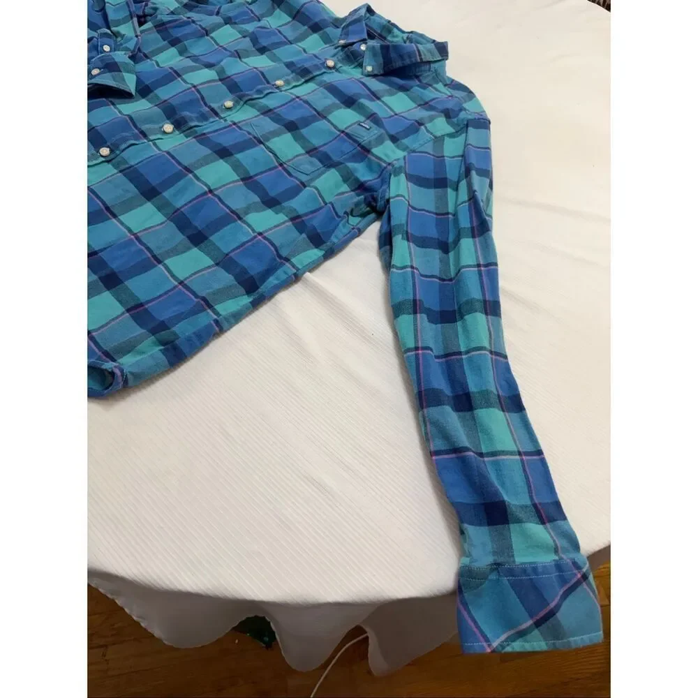 Chubbies Blue Plaid Flannel Long Sleeve Button Down Shirt Size XXL